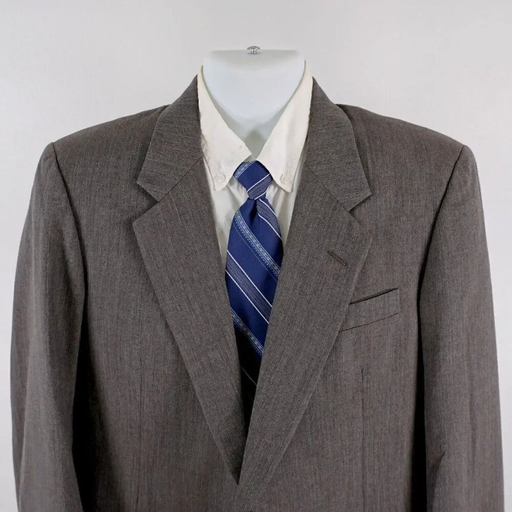 Hickey Freeman The Boardroom Wool Blend Beige Birdseye 2 Button Blazer 40R W/ Br